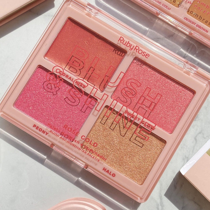 Paleta Rubor E Iluminador Shine Rose Gold Ruby Rose
