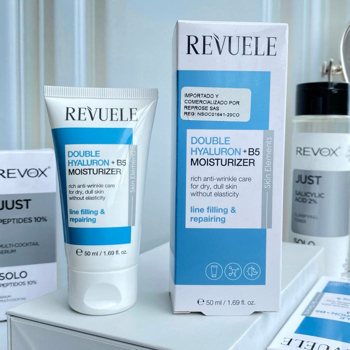Revuele Crema para Rostro y Cuello Doble Acido Hialuronico + B5 X 50ml